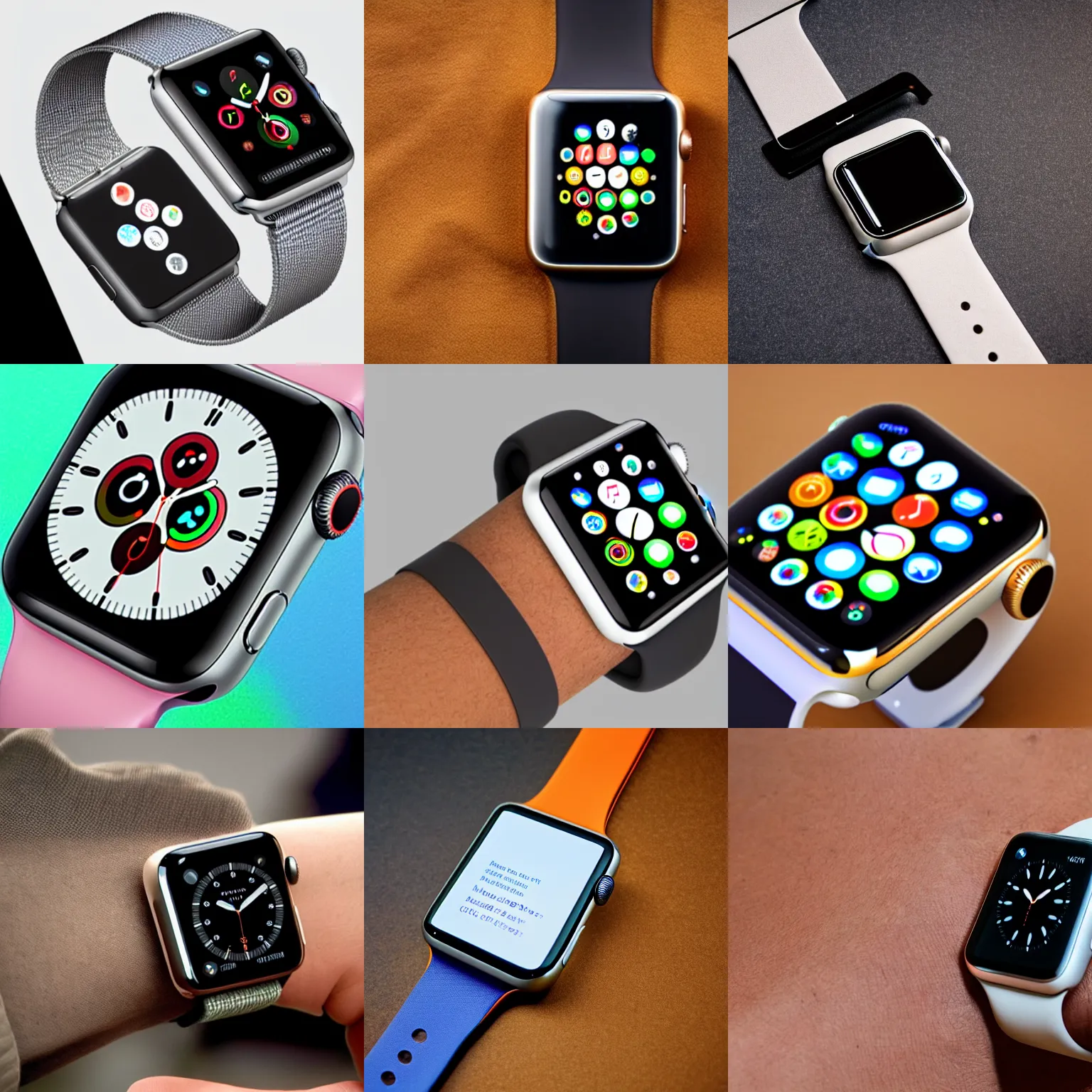 Prompt: the new apple watch, releasing 2 0 2 5, now featuring a hyperdimensional manifold screen, stretching across at least 7 new dimensions, enhancing your experience, only from apple, product image, advertisement