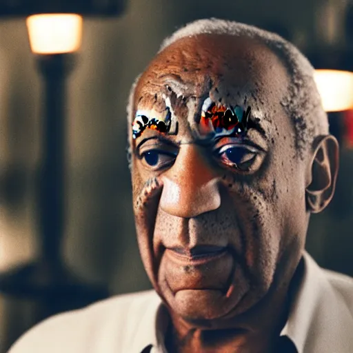 Image similar to Bill Cosby as a mixologist, cinematic lighting, dramatic, octane render, long lens, shallow depth of field, bokeh, anamorphic lens flare, 8k, hyper detailed, 35mm film grain