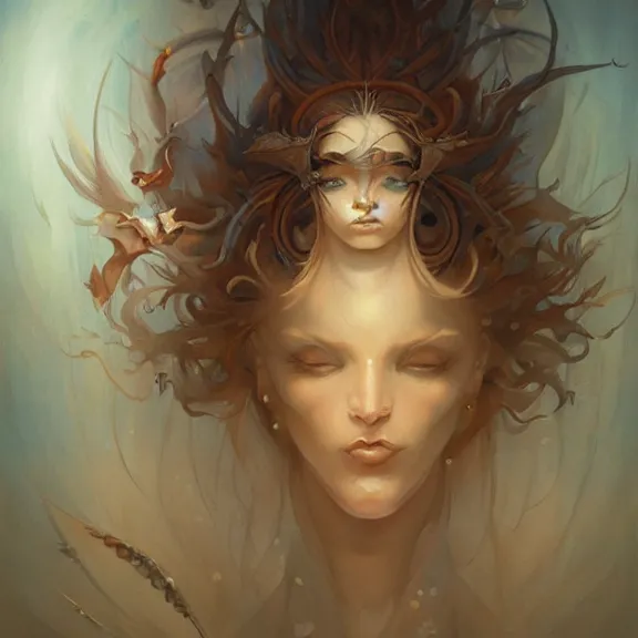 Image similar to a highly detailed beautiful portrait in the style of peter mohrbacher and in the style of jean delville.