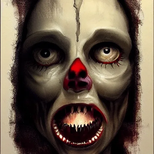 Image similar to very scary terrific portrait of layers of fear in the style of michael hussar sharp focus