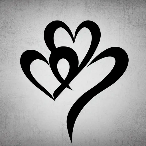 Image similar to clean black and white print on white paper, high contrast, logo of stylized dancer silhouette forming a symmetric heart