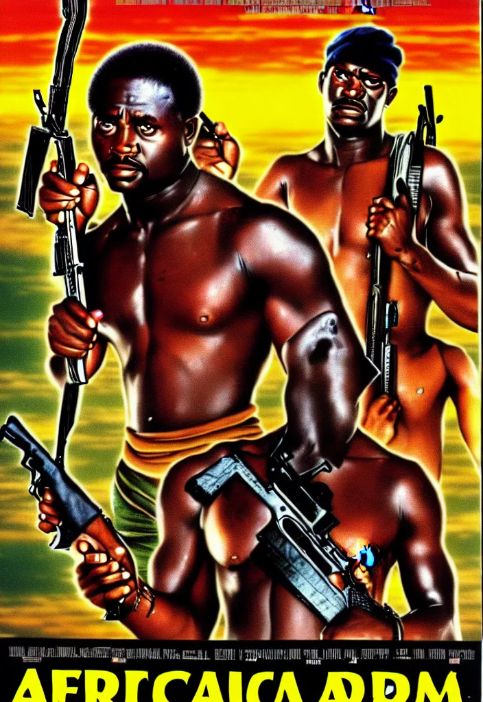 Image similar to african rambo - movie poster, 1 9 9 3, hq print