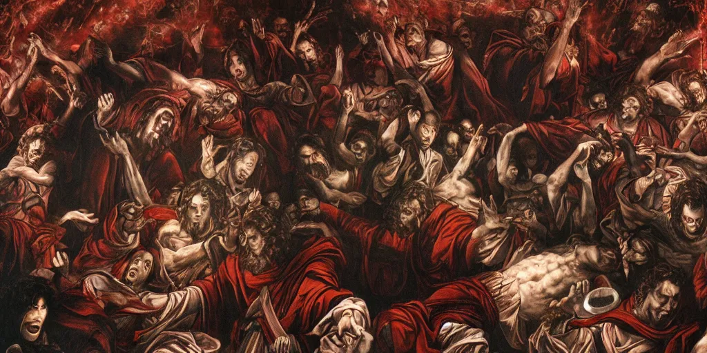 Image similar to a single blood - red eyeball is in the center of the picture, surrounded by apostles of god, 4 k resolution, by miura kentaro, ultra detailed,