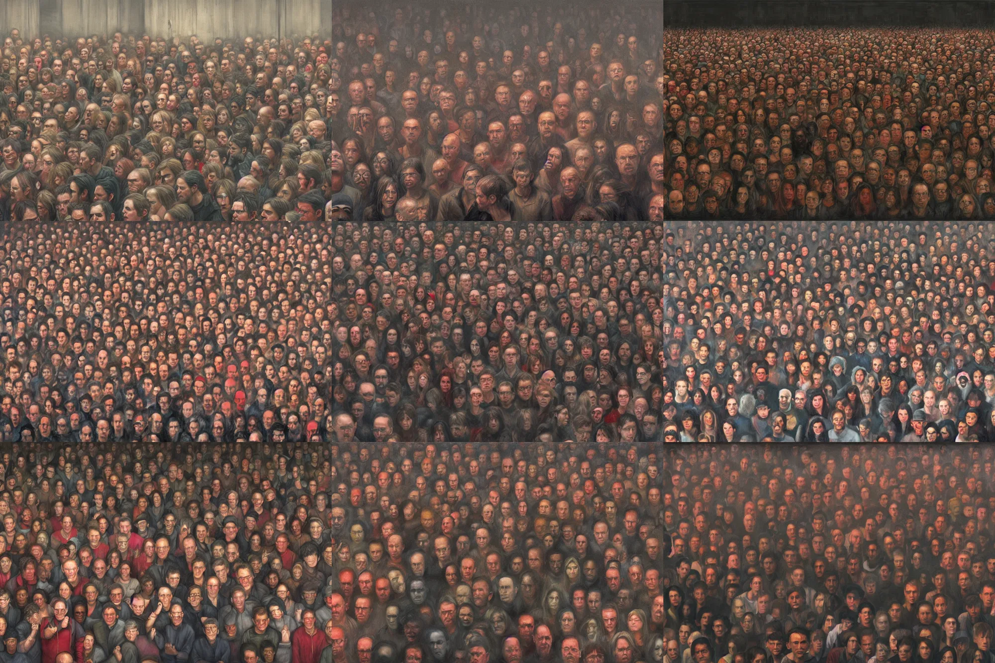 Prompt: art by dan witz depicting a crowd