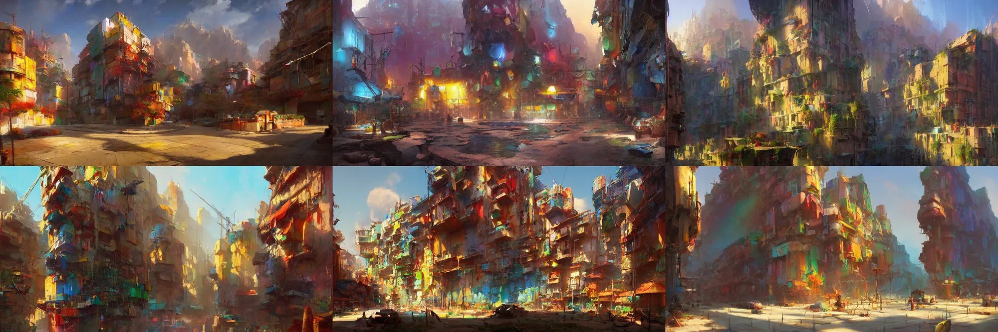 Prompt: City of Pristine Colors, colorful, iridescent colors, painted by Eytan Zana