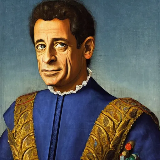 Image similar to renaissance portrait of Nicolas Sarkozy as a french king