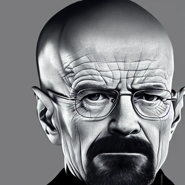 Prompt: walter white, black and white, staring at camera, 4 k