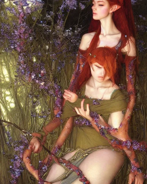 Prompt: a beautiful elf princess, oil painting, by Edgar Maxence and Ross Tran and Michael Whelan