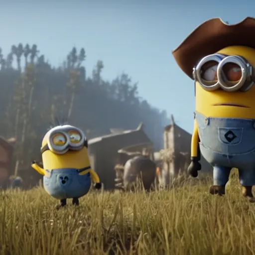 Image similar to Film still of Minions, from Red Dead Redemption 2 (2018 video game)