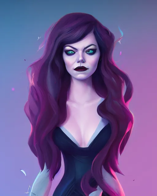 Image similar to a portrait of a beautiful full body Emma Stone vampire, art by lois van baarle and loish and ross tran and rossdraws and sam yang and samdoesarts and artgerm, digital art, highly detailed, intricate, sharp focus, Trending on Artstation HQ, deviantart, unreal engine 5, 4K UHD image