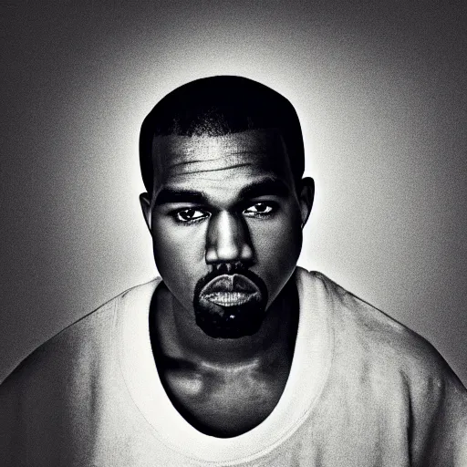 Image similar to the face of young kanye west at 3 1 years old, portrait by julia cameron, chiaroscuro lighting, shallow depth of field, 8 0 mm, f 1. 8