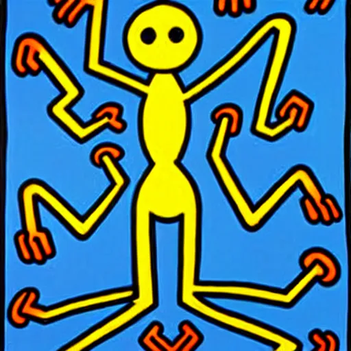 Image similar to praying mantis demon by keith haring