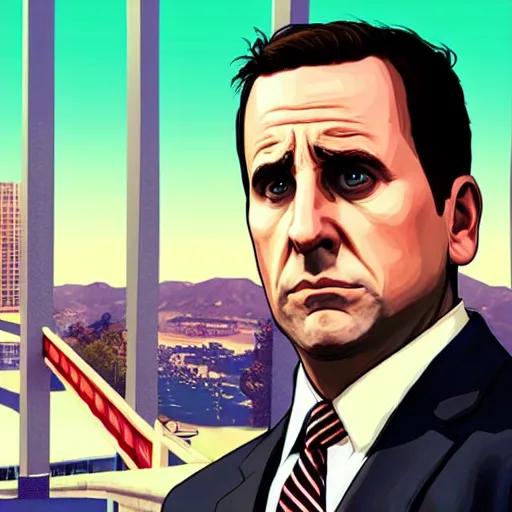 Prompt: michael scott in gta v cover