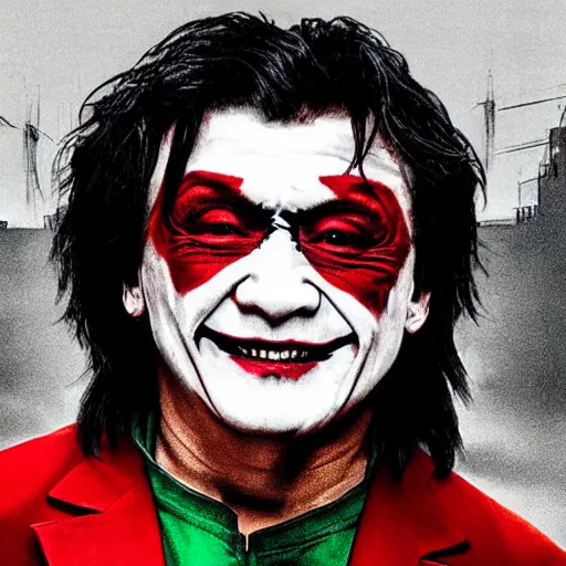 Image similar to jackie chan as joker at film poster