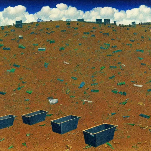 Prompt: a landfill by René Magritte