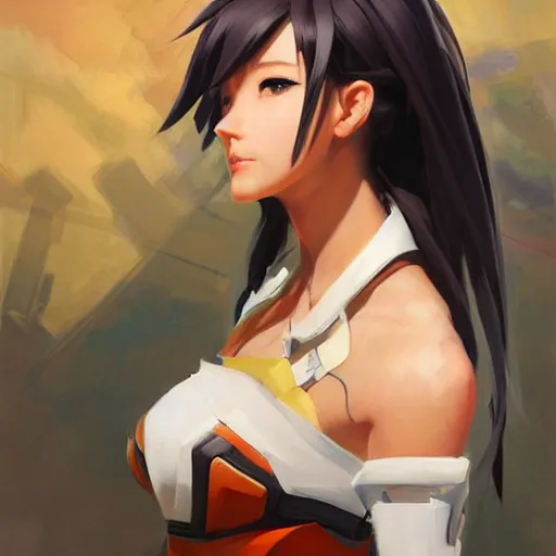 Image similar to greg manchess portrait painting of asuna yuuki as overwatch character, medium shot, asymmetrical, profile picture, organic painting, sunny day, matte painting, bold shapes, hard edges, street art, trending on artstation, by huang guangjian and gil elvgren and sachin teng