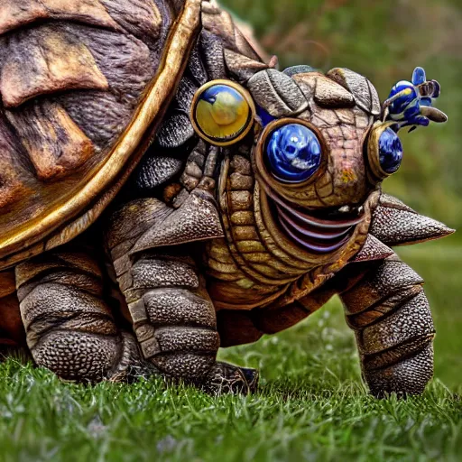 Prompt: national geographic photo of blastoise, pokemon in the wild, intricate, portrait, 8 k highly professionally detailed, hdr, award winning