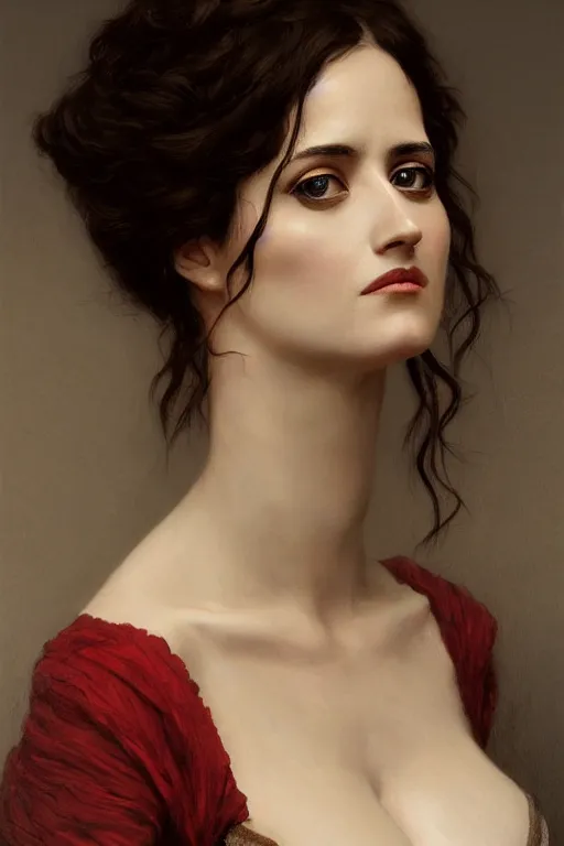 Image similar to portrait en buste Eva Green, traditional corsican, intricate, highly detailed, artstation, illustration, jurgens, rutkowski, bouguereau