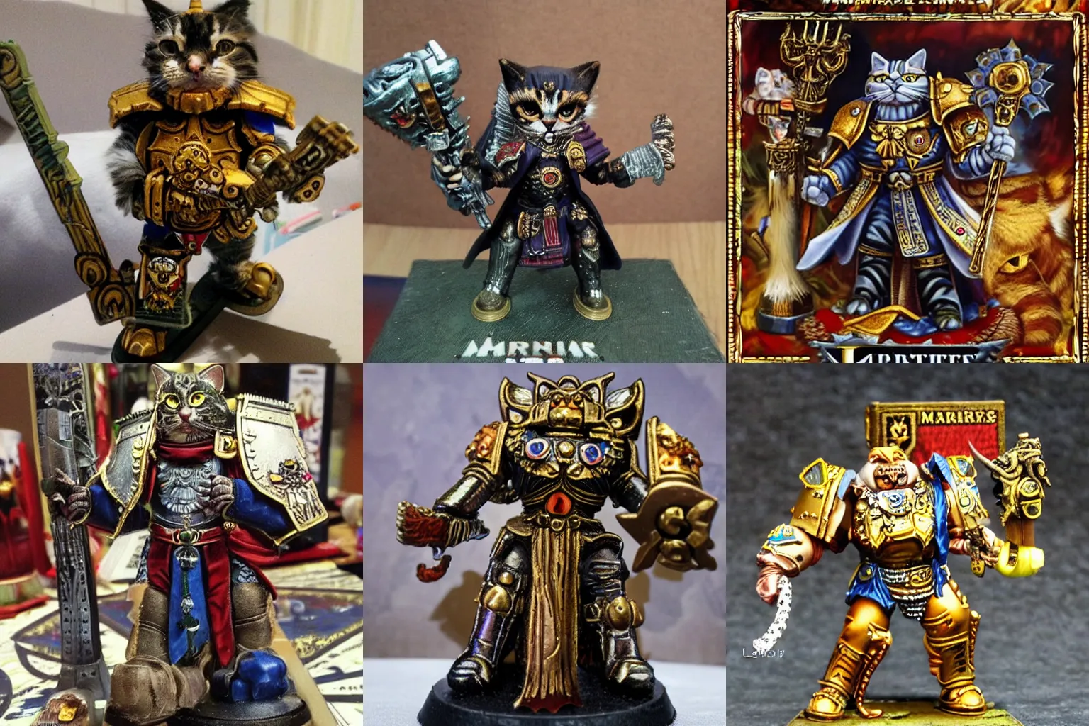 Prompt: a cat as the emperor of Mankind from Warhammer 40k