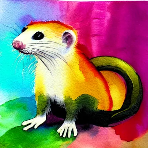 Prompt: rainbow ferret, aquarelle painting, high quality