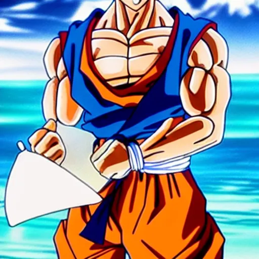 Image similar to goku in a bikini