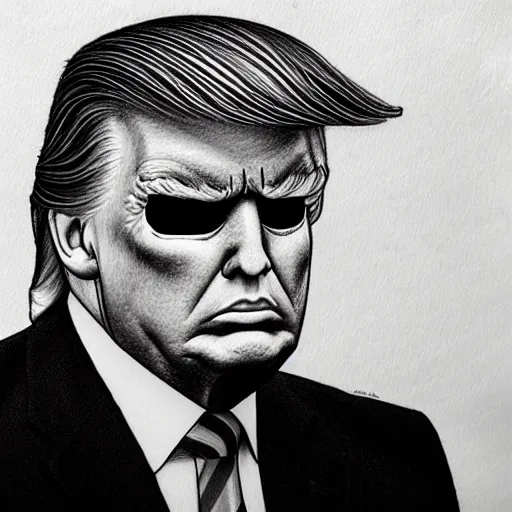 Prompt: pencil sketch of donald trump as a t - 8 0 0 terminator