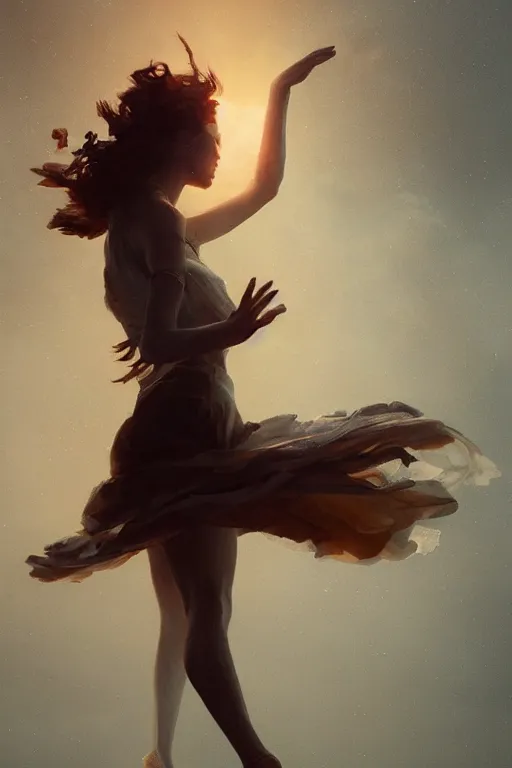 Prompt: dancer in the wind by artgem and greg rutkowski, light cone, reimagined by industrial light and magic