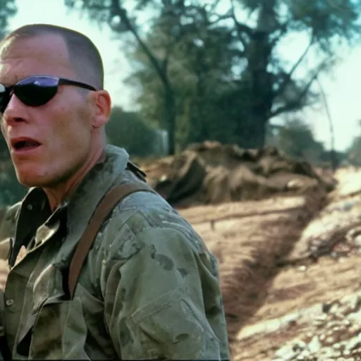 Image similar to Live Action Still of Jerma in Full Metal Jacket, real life, hyperrealistic, ultra realistic, realistic, highly detailed, epic, HD quality, 8k resolution, body and headshot, film still
