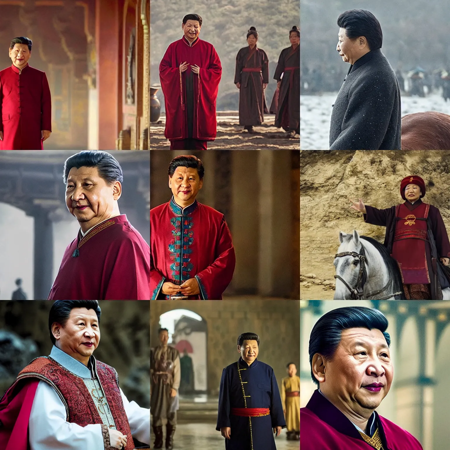 Prompt: Movie still of Xi Jinping in Marco Polo