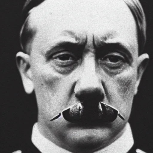 Prompt: adolf hitler with his mouth glued with tape, photo by gustave baumann
