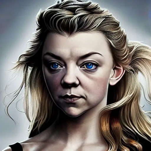 Image similar to natalie dormer, surrealist dystopian photorealism