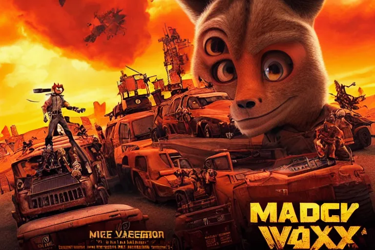 Image similar to nick wilde, heavily armed and armored facing down armageddon in a dark and gritty reboot from the makers of mad max : fury road : witness me