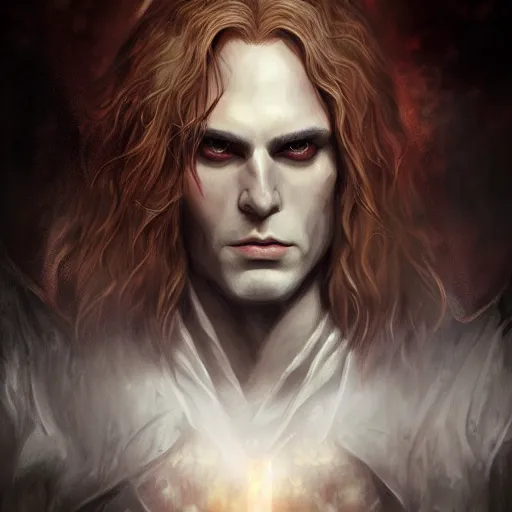 Prompt: Majestic and regal portrait of the vampire Lestat de Lioncourt, intricate, epic, elegant, menacing, fantasy, highly detailed, digital painting, hard focus, beautiful volumetric lighting, epic light, ultra detailed, by Leesha Hannigan, Ross Tran, Thierry Doizon, Kai Carpenter, Ignacio Fernández Ríos