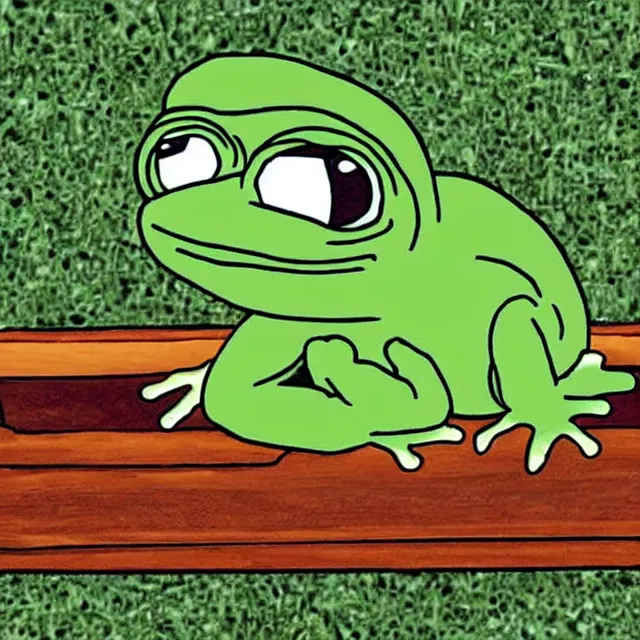Prompt: pepe the frog in a casket, meme