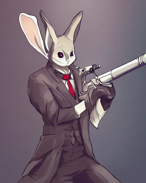 Image similar to rabbit hitman, manga art style, anime art style, dynamic lighting, fantasy concept art, trending on art station, stunning visuals, creative, cinematic, ultra detailed