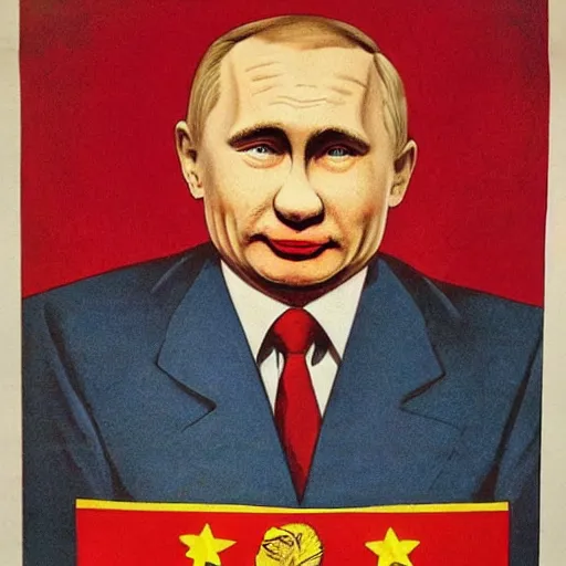 Image similar to communist clown portrait, soviet propaganda style, poster, putin