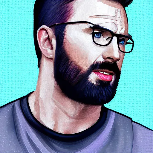 Image similar to portrait of chris evans, highly detailed, centered, solid color background, digital painting