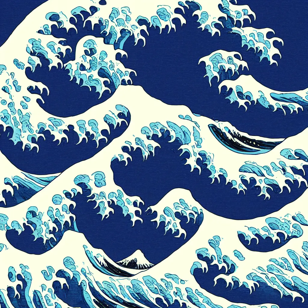 Image similar to great wave off kanagawa, digital art,