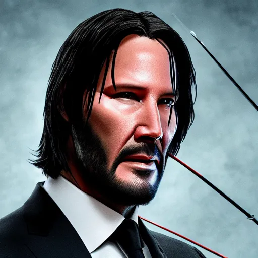 Prompt: John Wick using a bow and arrow.