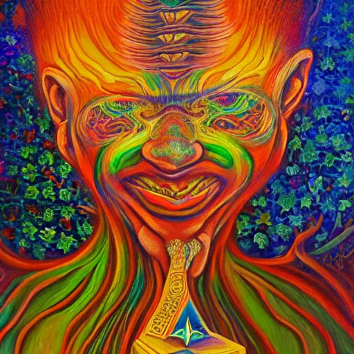 Prompt: ayahuasca visionary art, award winning oil painting