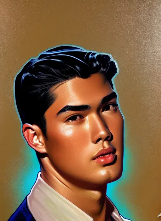 Prompt: oil portrait of reggie mantle, intricate, elegant, highly detailed, lighting, painting, artstation, smooth, illustration, art by greg rutowski and alphonse mucha