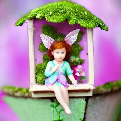 Image similar to tiny cute fairy in a flower house