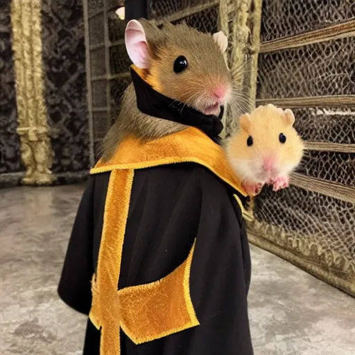 Image similar to hamster in dark lord robe