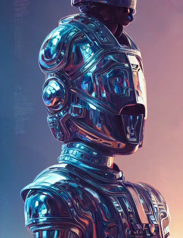 Image similar to futuristic soldier reflective chrome armor super intricate ornaments artwork by tooth wu and wlop and alena aenami and greg rutkows