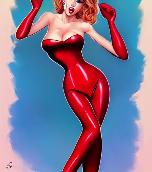 Image similar to Taylor Swift cosplaying as jessica rabbit, by artgerm, deviantart