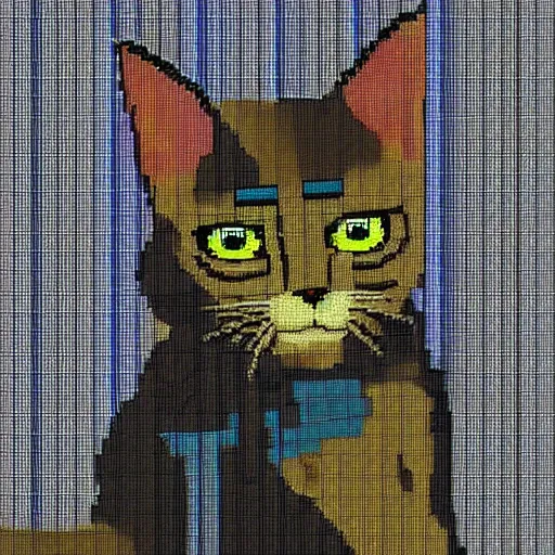 Image similar to pixel art of a cat