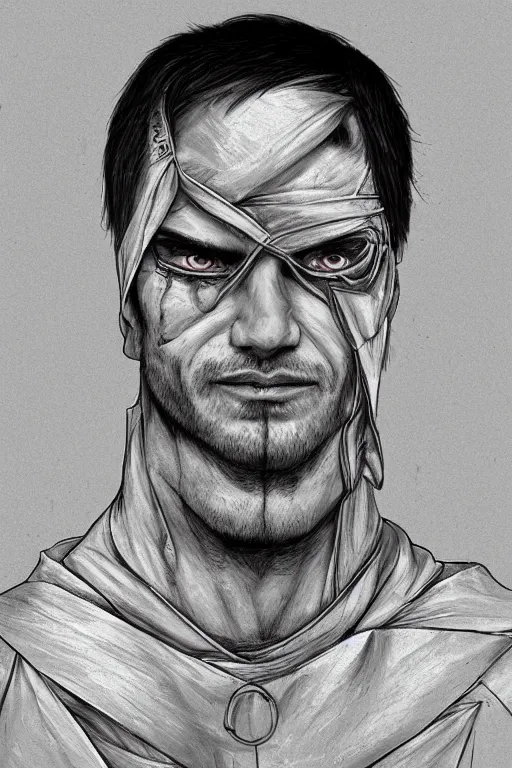 Image similar to digital portrait of a man wearing a straitjacket rafa sandoval and shawn coss, centered, deviantart, artgerm