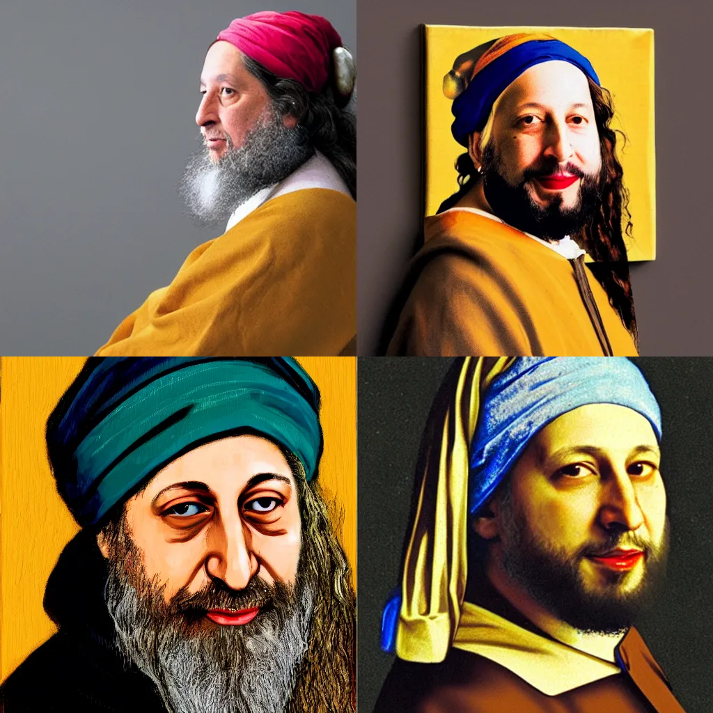 Prompt: richard stallman in the style of the girl with a pearl earring