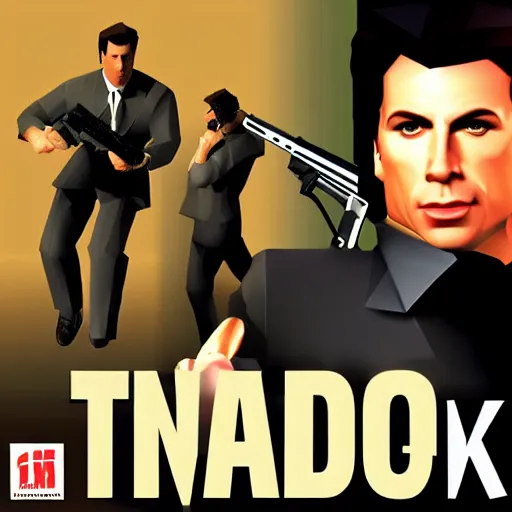 Image similar to low poly john travolta in goldeneye 64 cover art