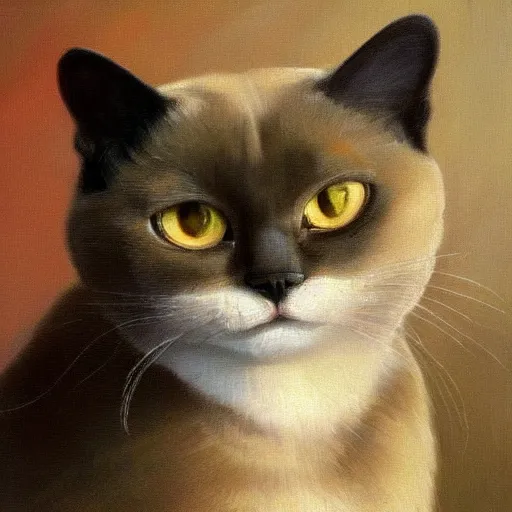 Image similar to cute burmese cat, in style of Ivan Shishkin, oil painting, renaissance drawing, hd, detailed